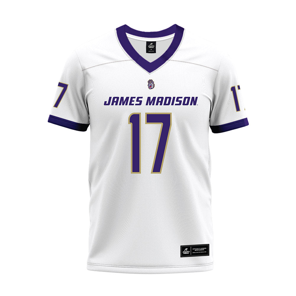 JMU - NCAA Football : Michael Scott - White Premium Football Jersey-0