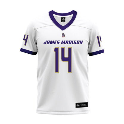 JMU - NCAA Football : KJ Flowe - White Premium Football Jersey-0