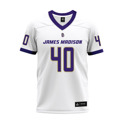 JMU - NCAA Football : Jackson Snyder - White Premium Football Jersey-0