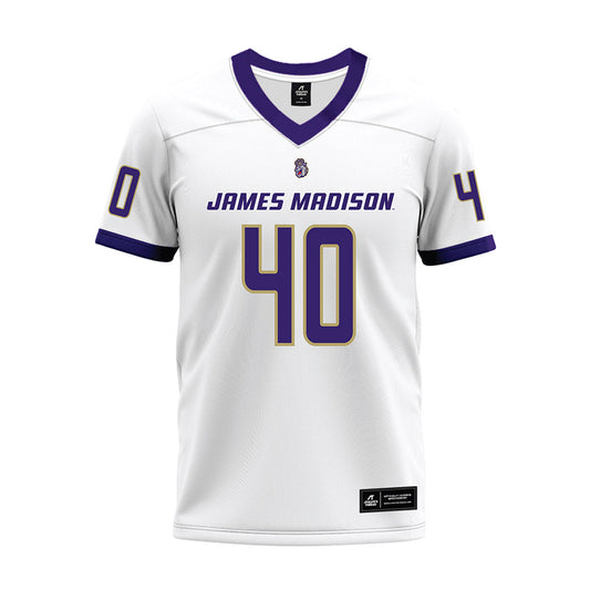 JMU - NCAA Football : Jackson Snyder - White Premium Football Jersey-0