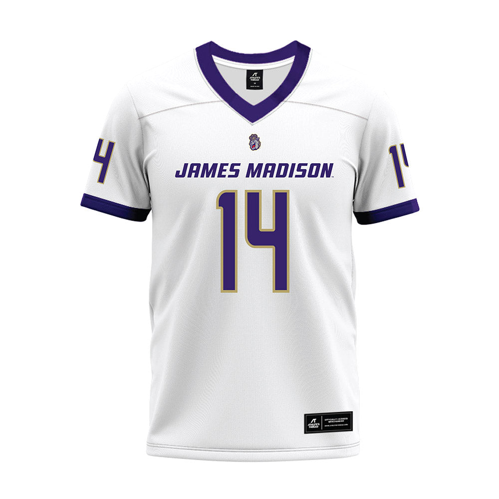 JMU - NCAA Football : Alonza Barnett III - White Premium Football Jersey