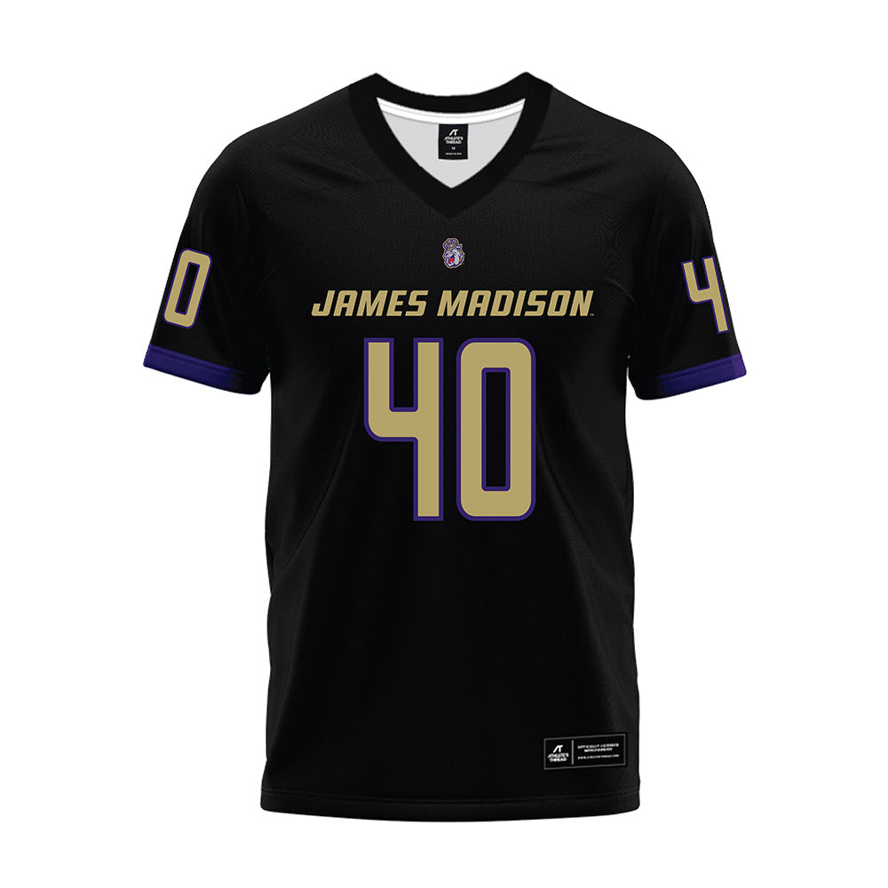JMU - NCAA Football : Jackson Snyder - Black Premium Football Jersey-0