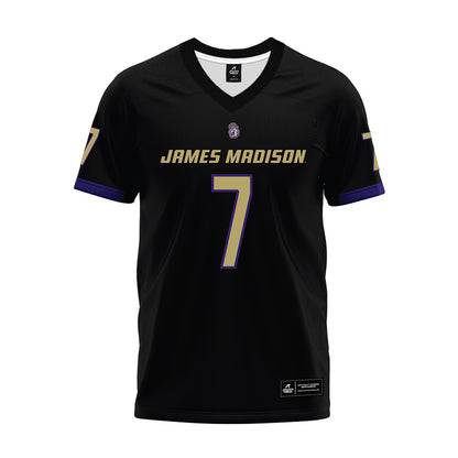 JMU - NCAA Football : Jacob Thomas - Black Premium Football Jersey-0