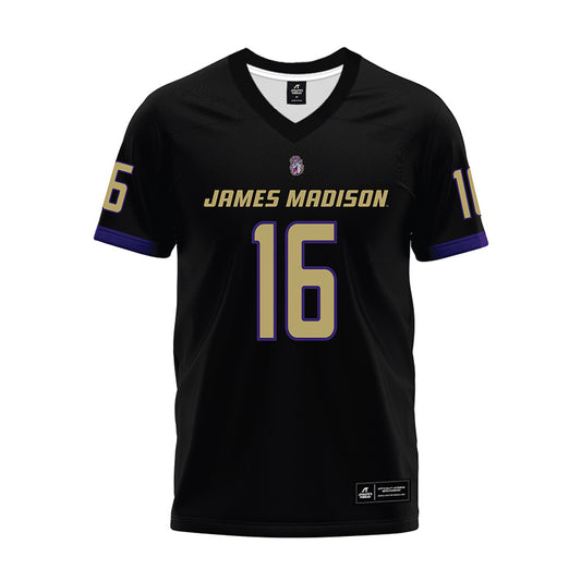 JMU - NCAA Football : TJ McGill - Black Premium Football Jersey-0
