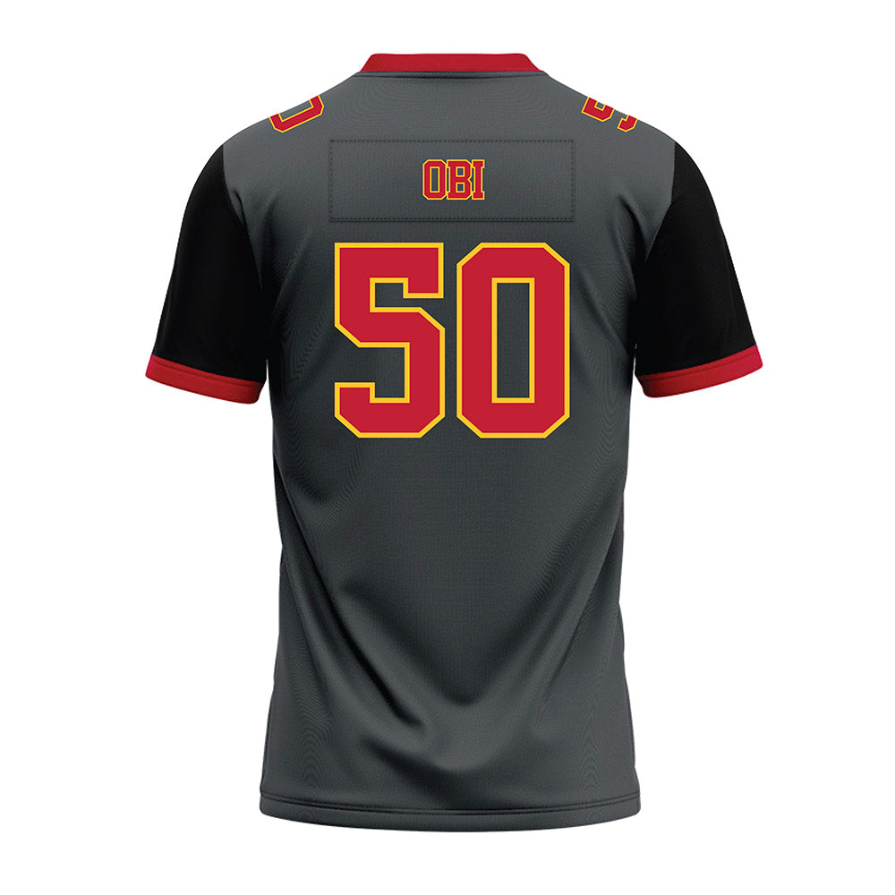 Ferris State - NCAA Football : Chimdindu Obi - Graphite Premium Football Jersey-1