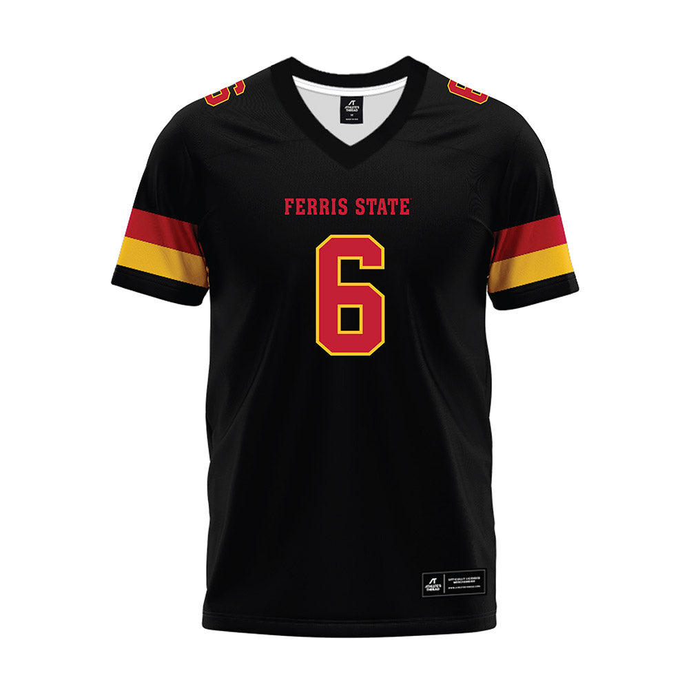 Ferris State - NCAA Football : James Gilbert - Black Premium Football Jersey