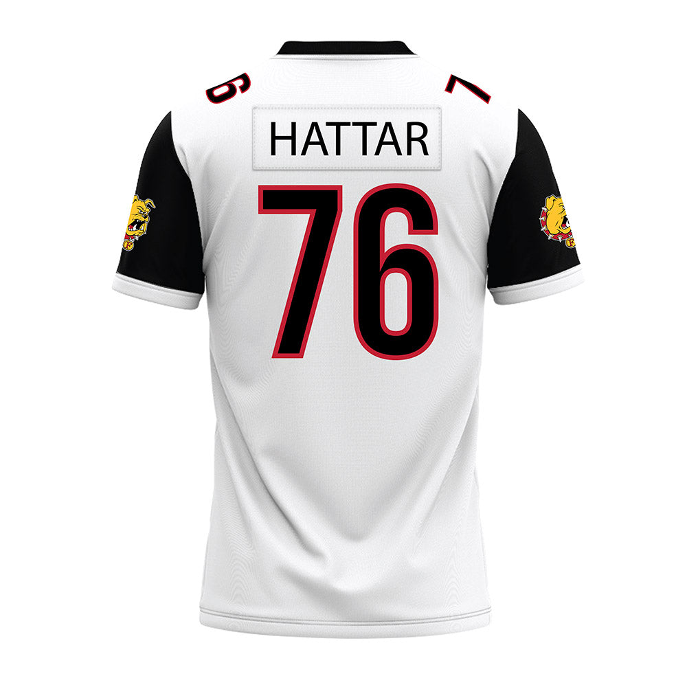 Ferris State - NCAA Football : Lawrence Hattar - White Premium Football Jersey