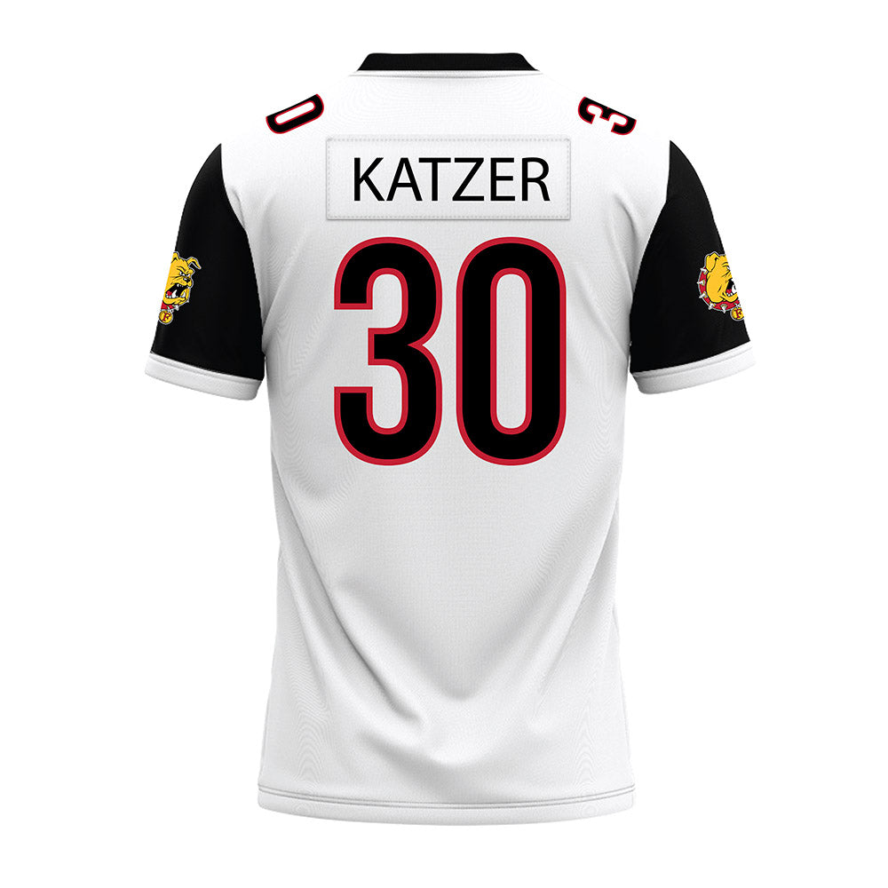 Ferris State - NCAA Football : Kannon Katzer - White Premium Football Jersey-1