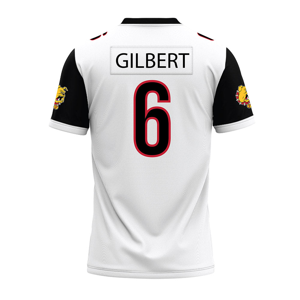 Ferris State - NCAA Football : James Gilbert - White Premium Football Jersey