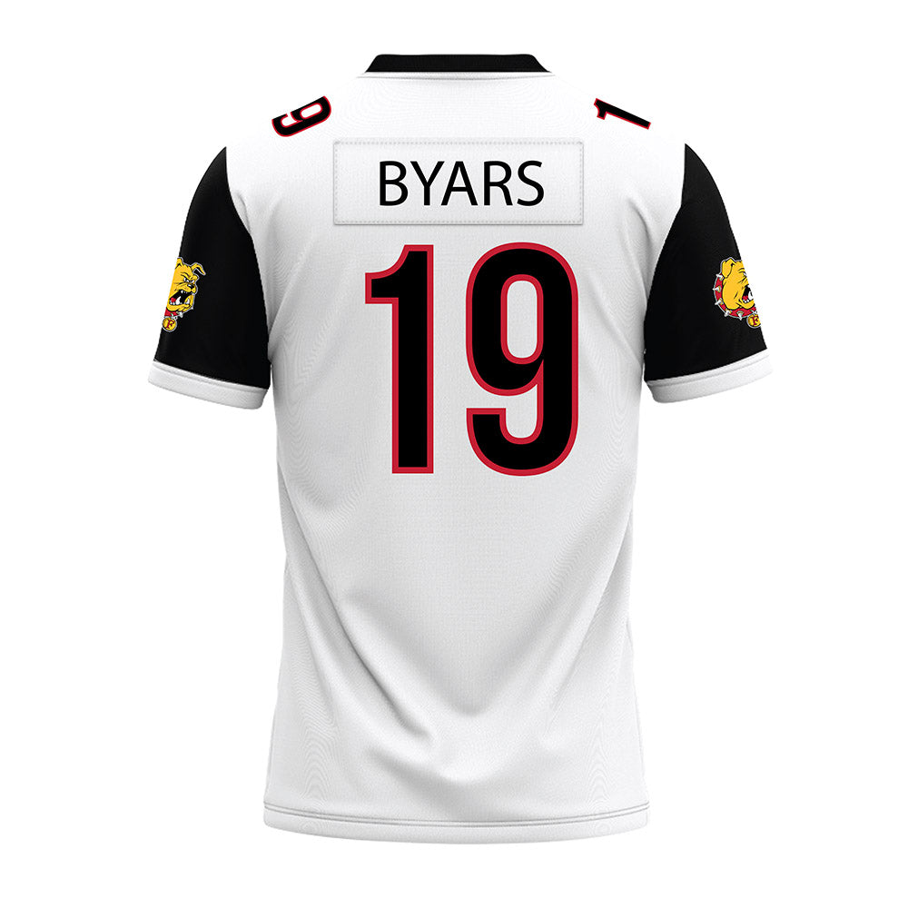 Ferris State - NCAA Football : Zay Byars - White Premium Football Jersey-1