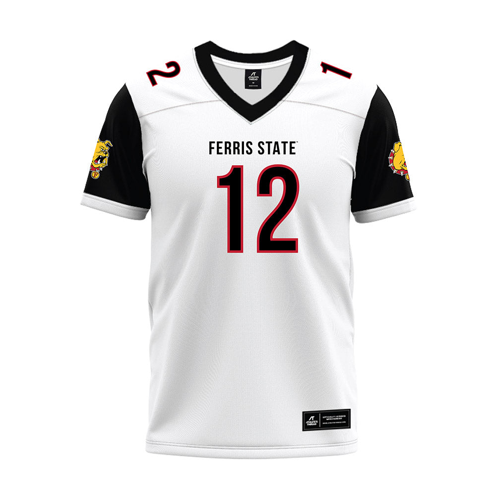 Ferris State - NCAA Football : Carson Gulker - White Premium Football Jersey