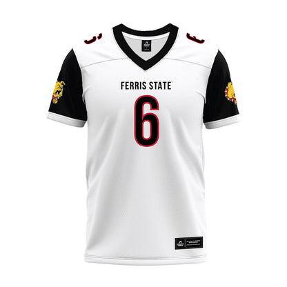 Ferris State - NCAA Football : James Gilbert - White Premium Football Jersey