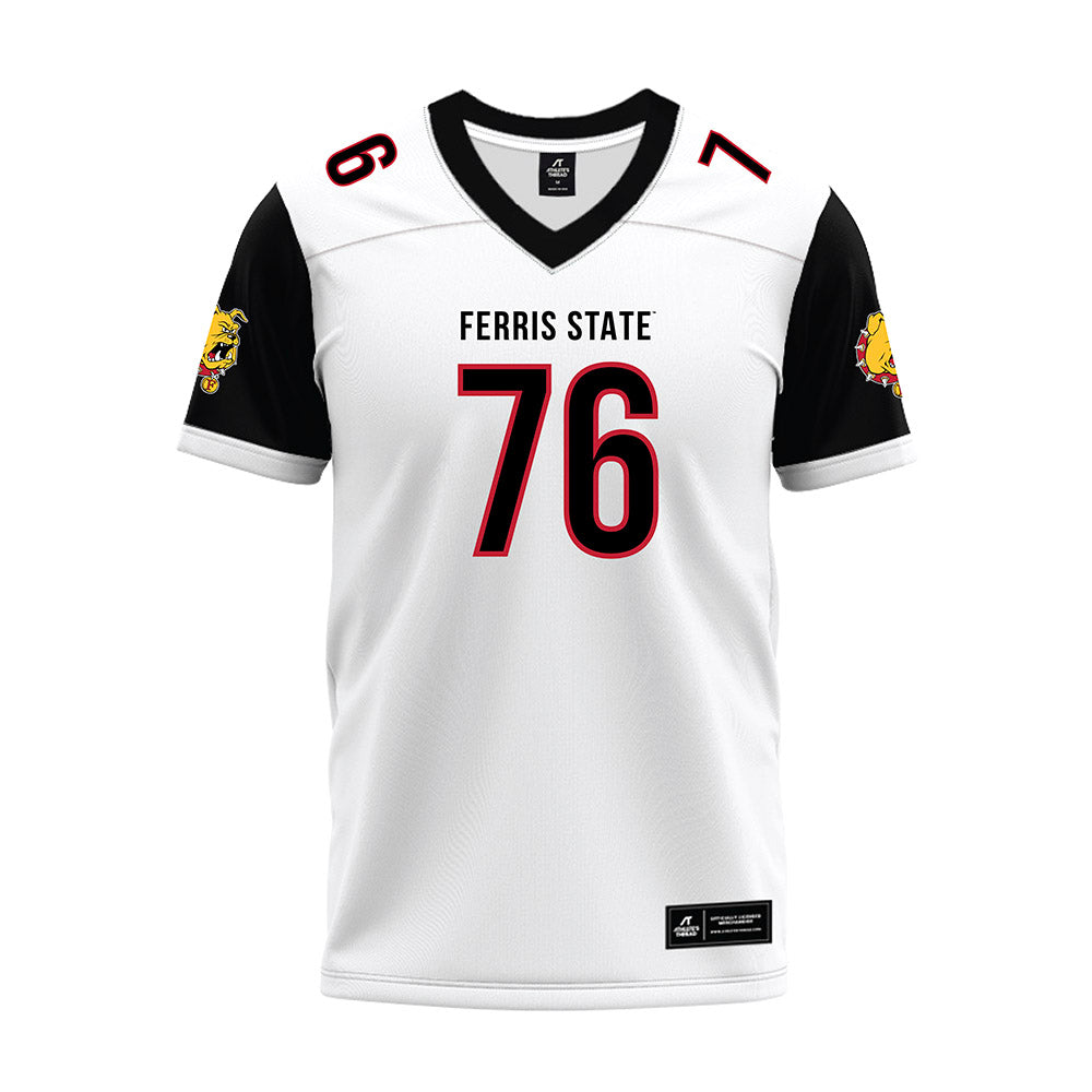 Ferris State - NCAA Football : Lawrence Hattar - White Premium Football Jersey