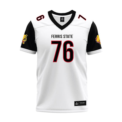 Ferris State - NCAA Football : Lawrence Hattar - White Premium Football Jersey