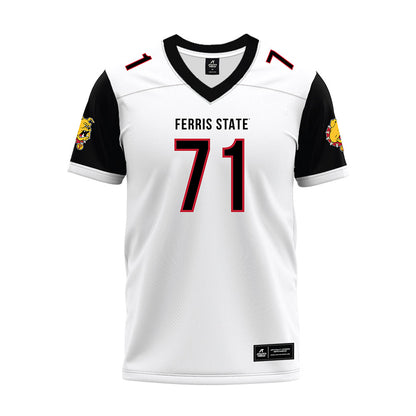 Ferris State - NCAA Football : Bubba Hubbard - White Premium Football Jersey-0