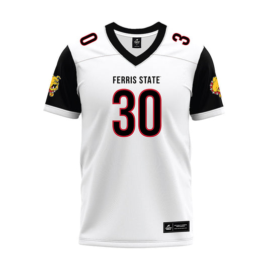 Ferris State - NCAA Football : Kannon Katzer - White Premium Football Jersey-0