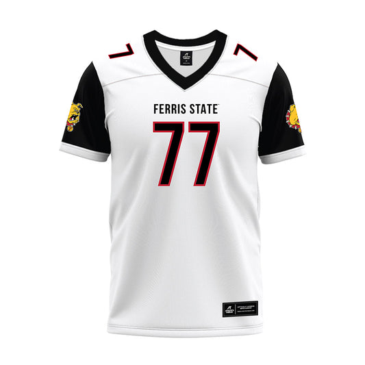 Ferris State - NCAA Football : Travis Miracle - White Premium Football Jersey-0