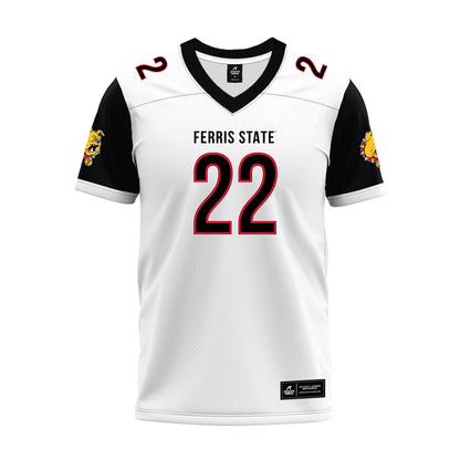 Ferris State - NCAA Football : Brady Rose - White Premium Football Jersey