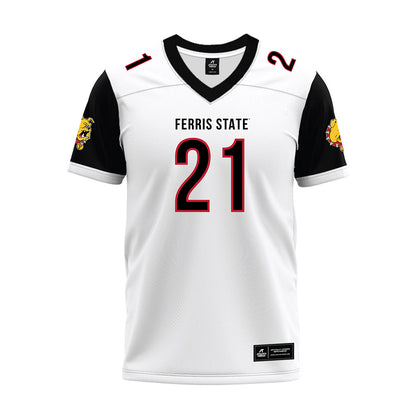 Ferris State - NCAA Football : Timothy Allen - White Premium Football Jersey-0