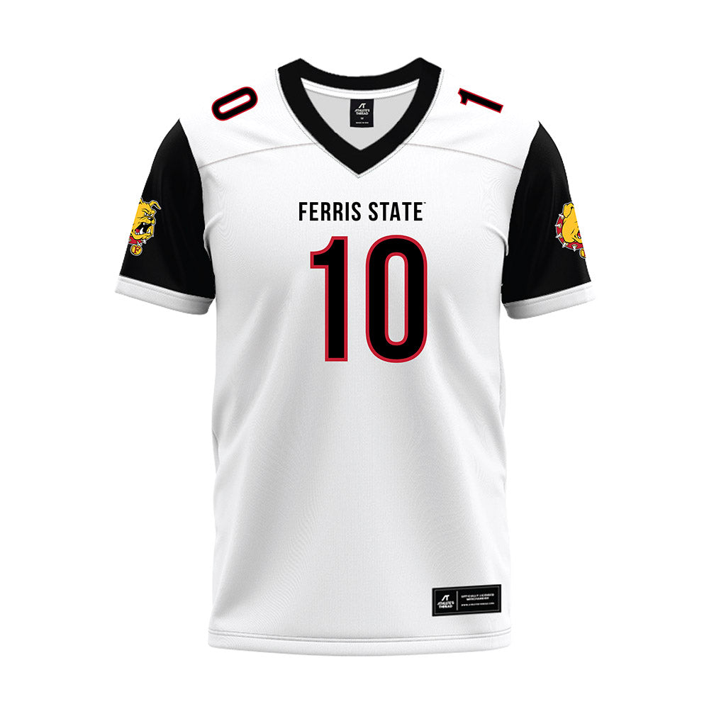 Ferris State - NCAA Football : Taariik Brett - White Premium Football Jersey