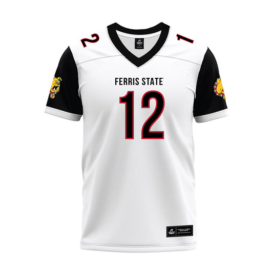 Ferris State - NCAA Football : Michael Edwards - White Premium Football Jersey