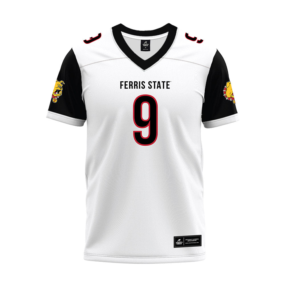 Ferris State - NCAA Football : Cam Underwood - White Premium Football Jersey-0