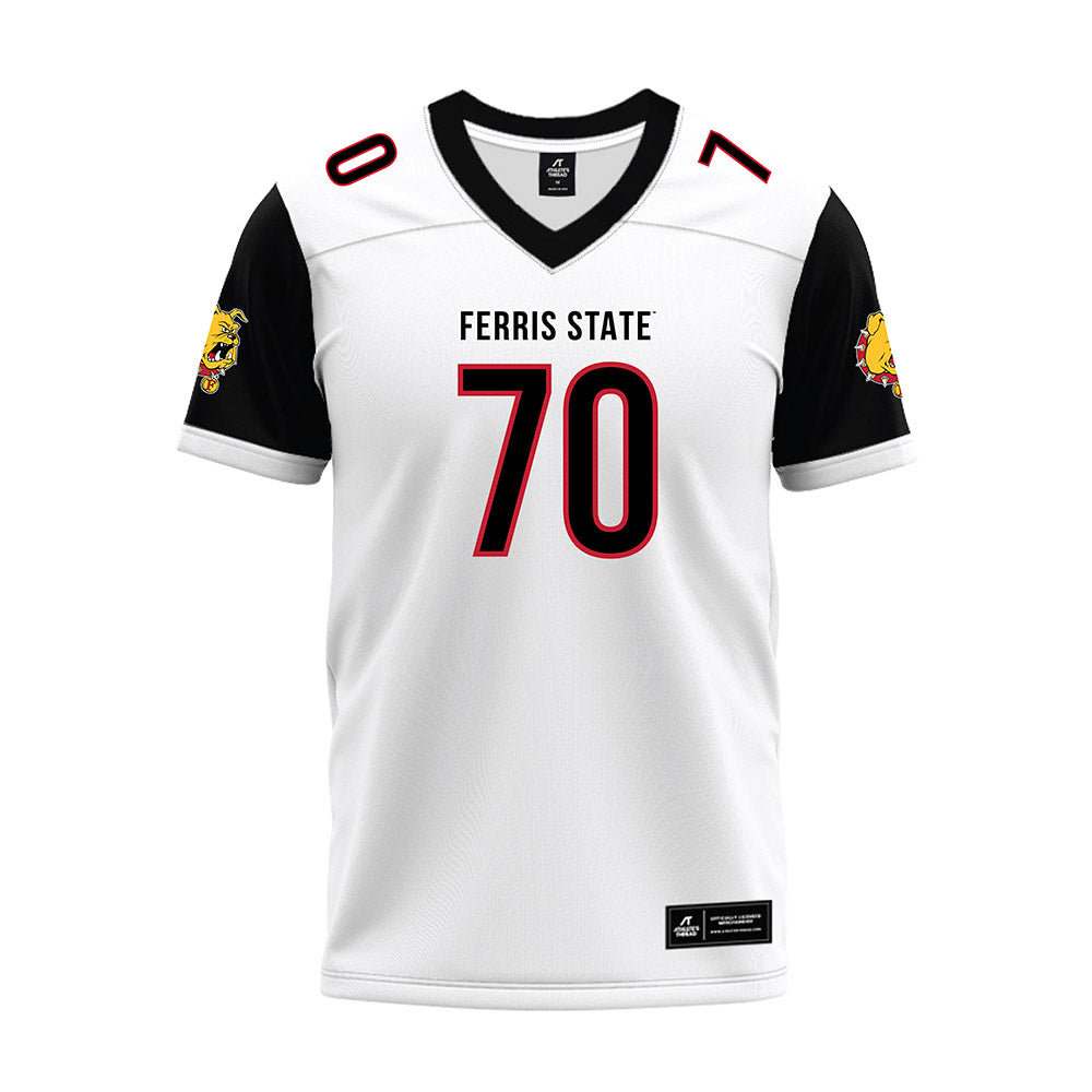 Ferris State - NCAA Football : Andrew Devries - White Premium Football Jersey-0