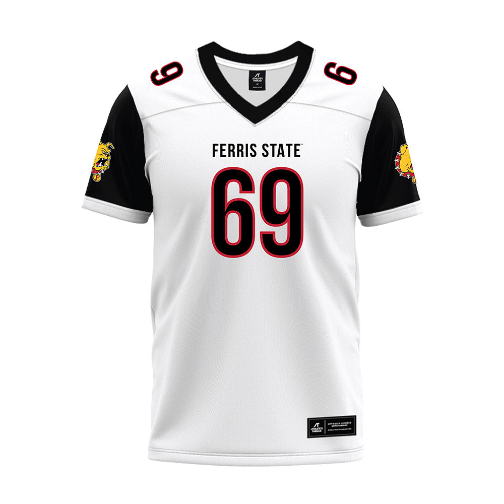 Ferris State - NCAA Football : AJ Polley - White Premium Football Jersey-0