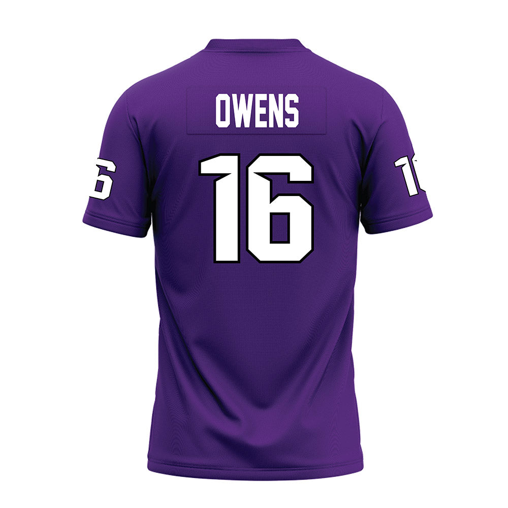 Tarleton State - NCAA Football : AJ Owens - Purple Premium Football Jersey-1
