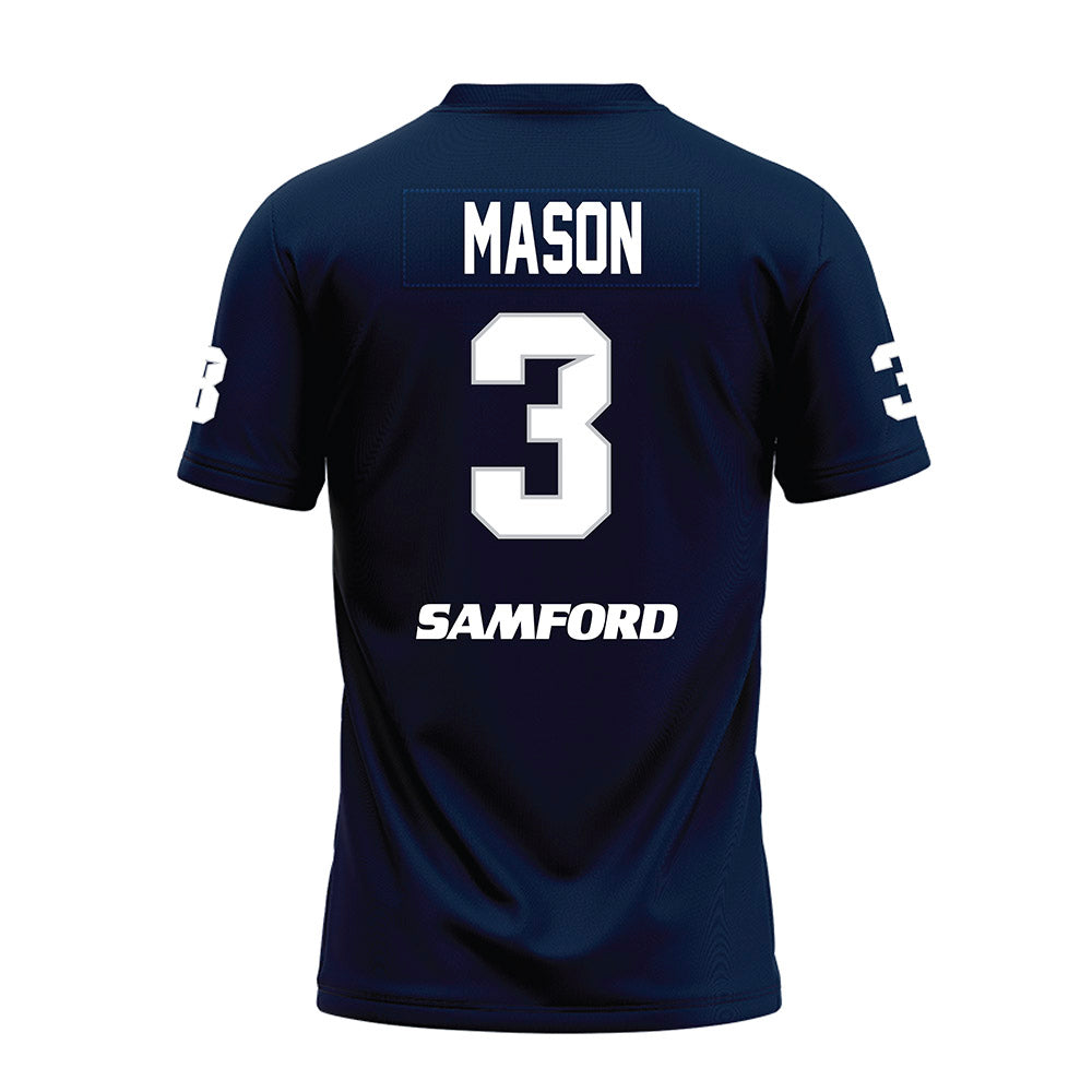 Samford - NCAA Football : E. Jai Mason - Navy Premium Football Jersey-1