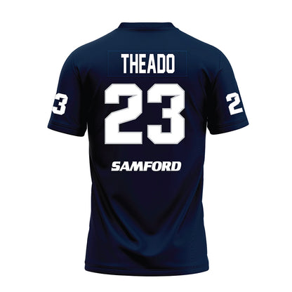Samford - NCAA Football : David Theado - Navy Premium Football Jersey-1