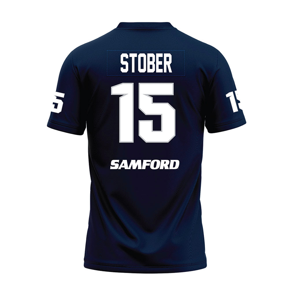 Samford - NCAA Football : Brady Stober - Navy Premium Football Jersey-1