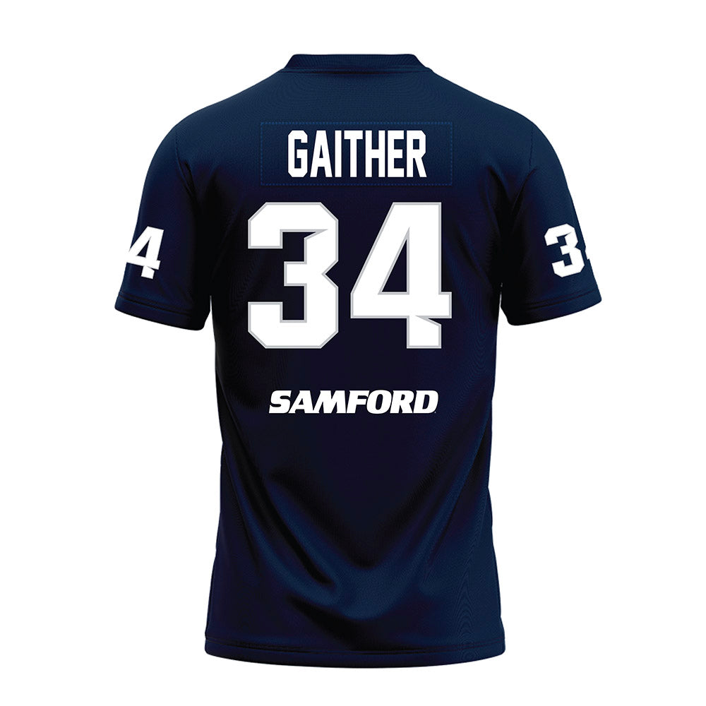 Samford - NCAA Football : Malik Gaither - Navy Premium Football Jersey-1