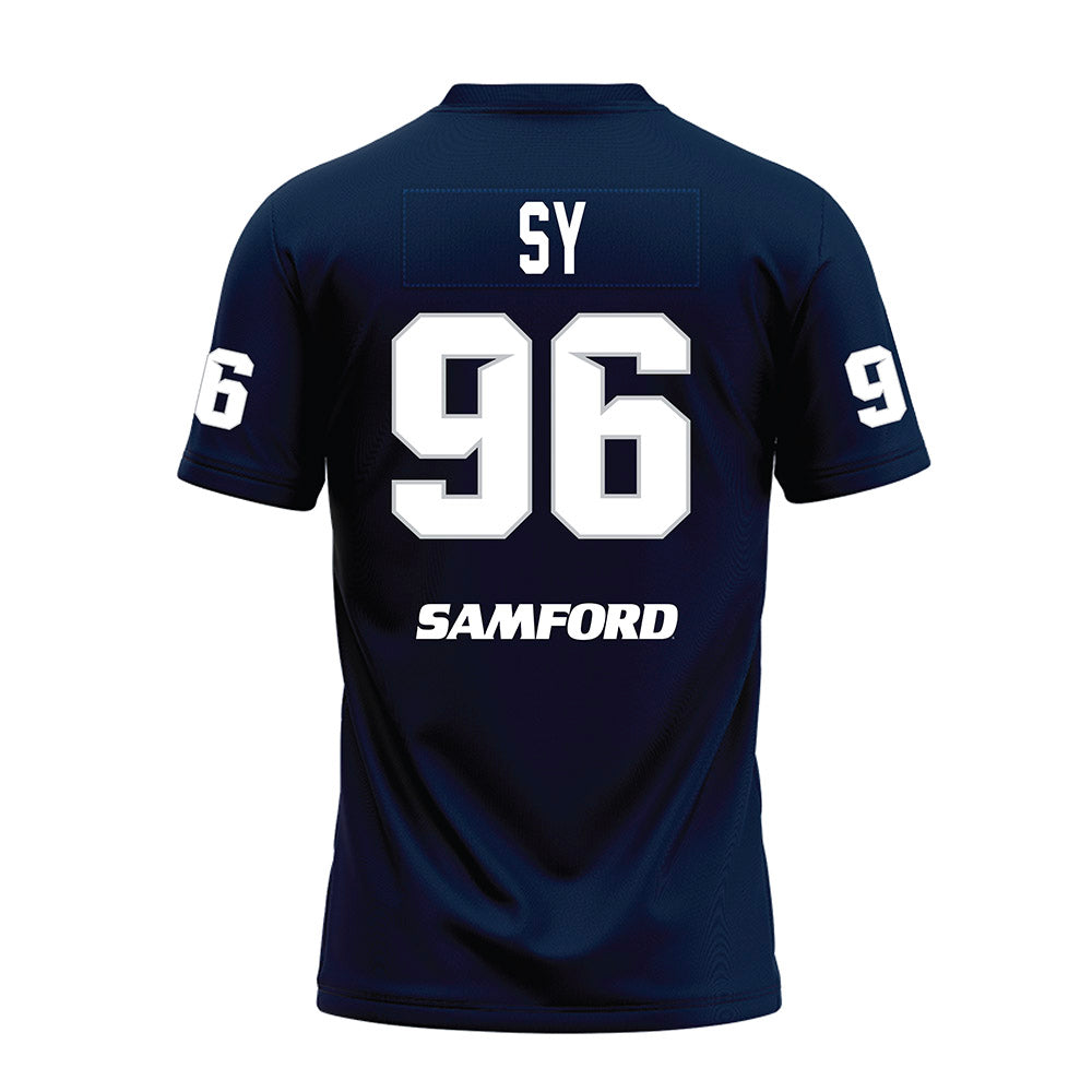 Samford - NCAA Football : Nazir Sy - Navy Premium Football Jersey-1