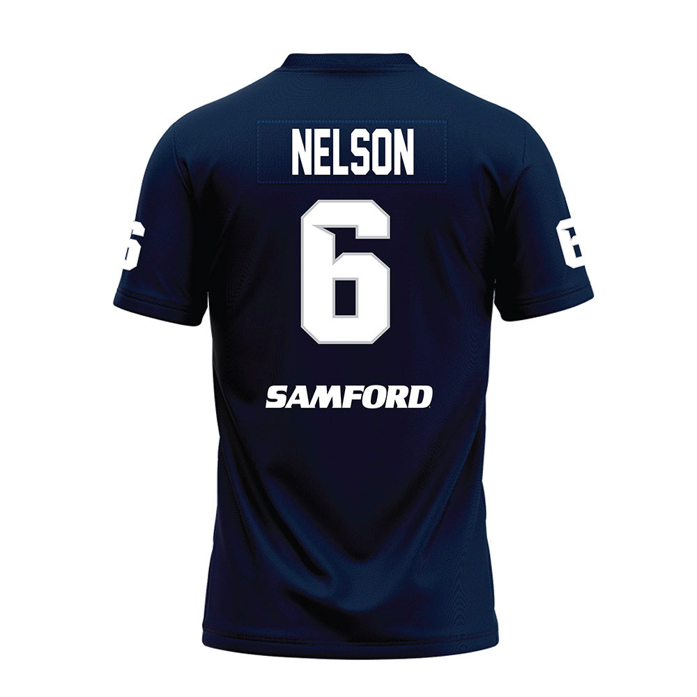 Samford - NCAA Football : Jalen Nelson - Navy Premium Football Jersey-1