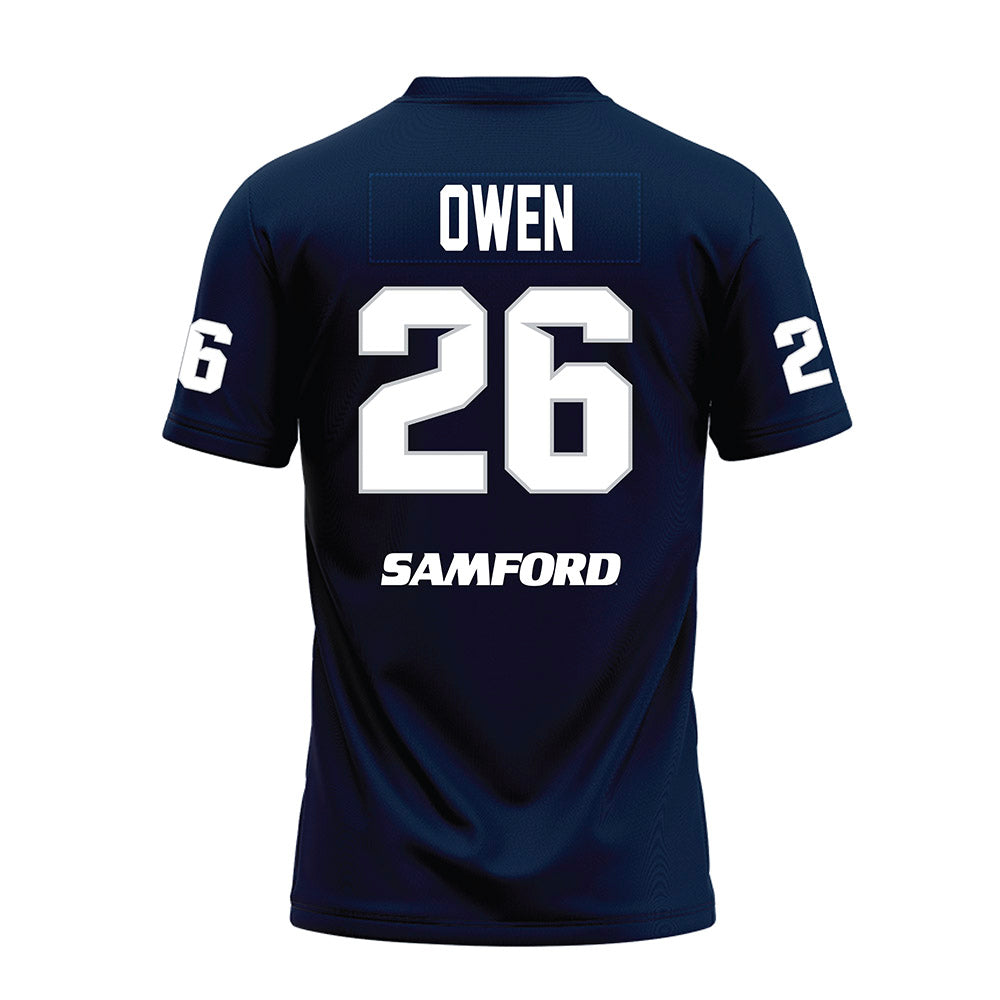 Samford - NCAA Football : Mitch Owen - Navy Premium Football Jersey-1