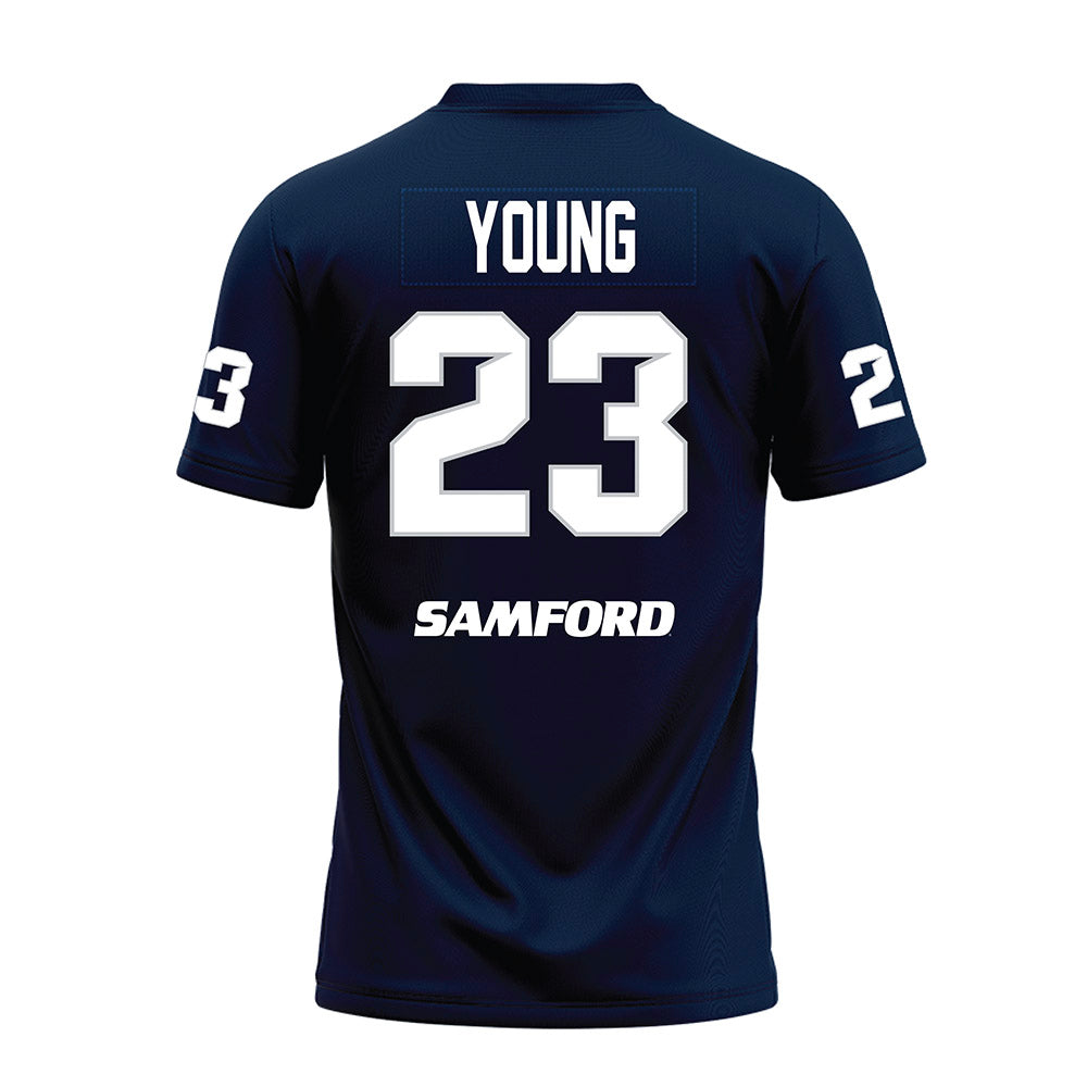 Samford - NCAA Football : Noah Young - Navy Premium Football Jersey-1