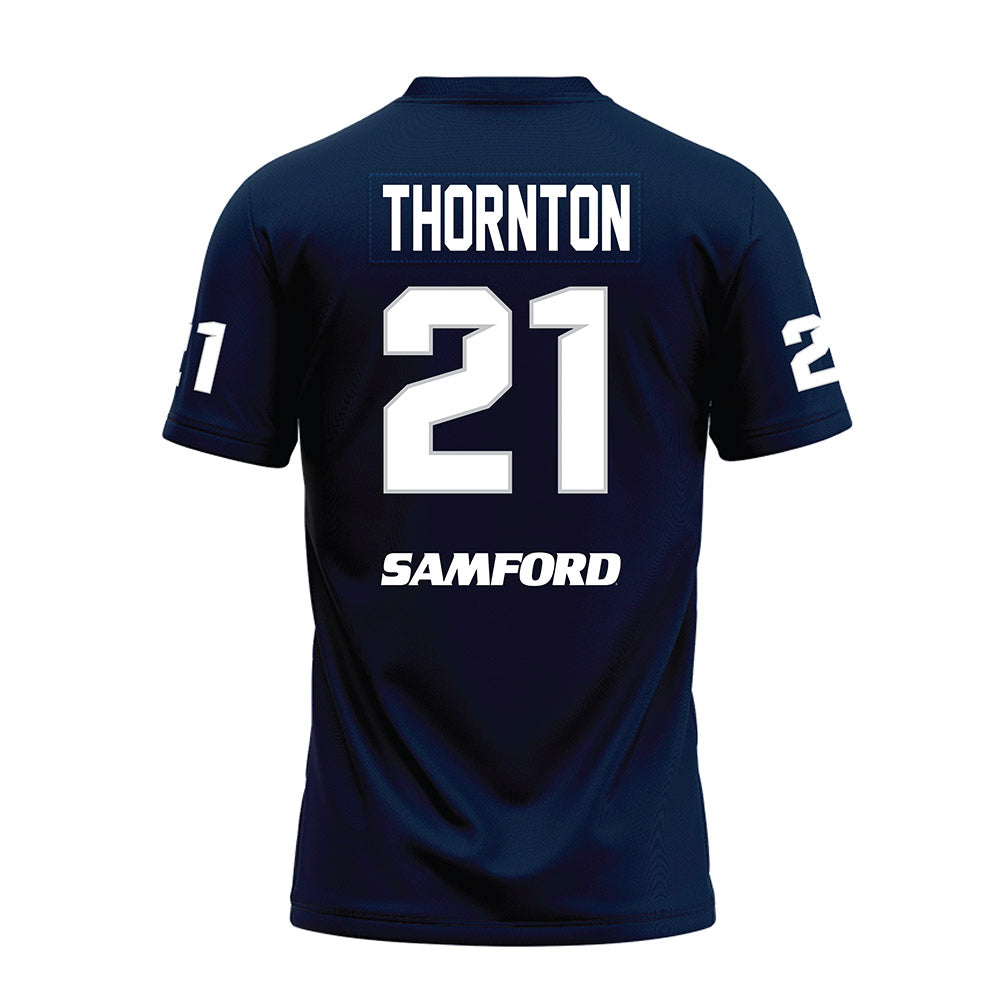 Samford - NCAA Football : Malik Thornton - Navy Premium Football Jersey-1