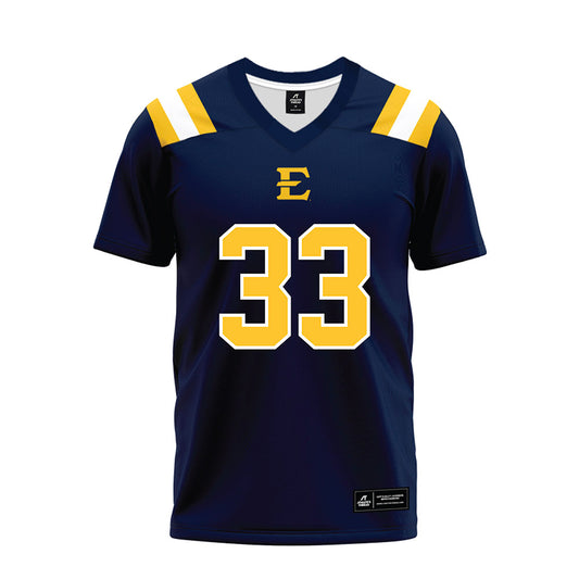 East Tennessee State - NCAA Football : Andrei Delinois - Navy Premium Football Jersey-0