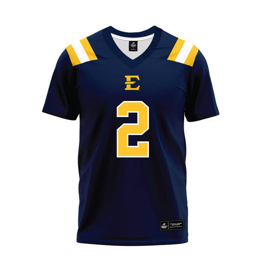 East Tennessee State - NCAA Football : William McRainey - Navy Premium Football Jersey