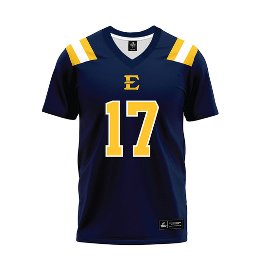East Tennessee State - NCAA Football : Ethan Lane - Navy Premium Football Jersey-0