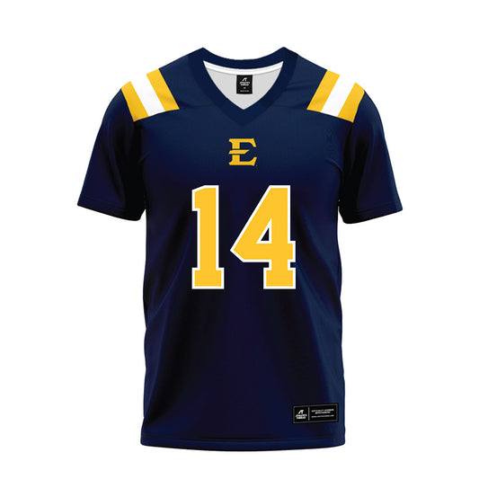 East Tennessee State - NCAA Football : Qua Birdsong - Navy Premium Football Jersey-0