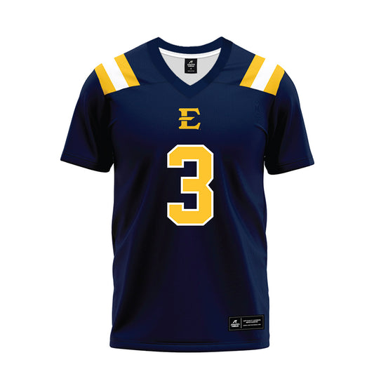 East Tennessee State - NCAA Football : Devontae Houston - Navy Premium Football Jersey-0