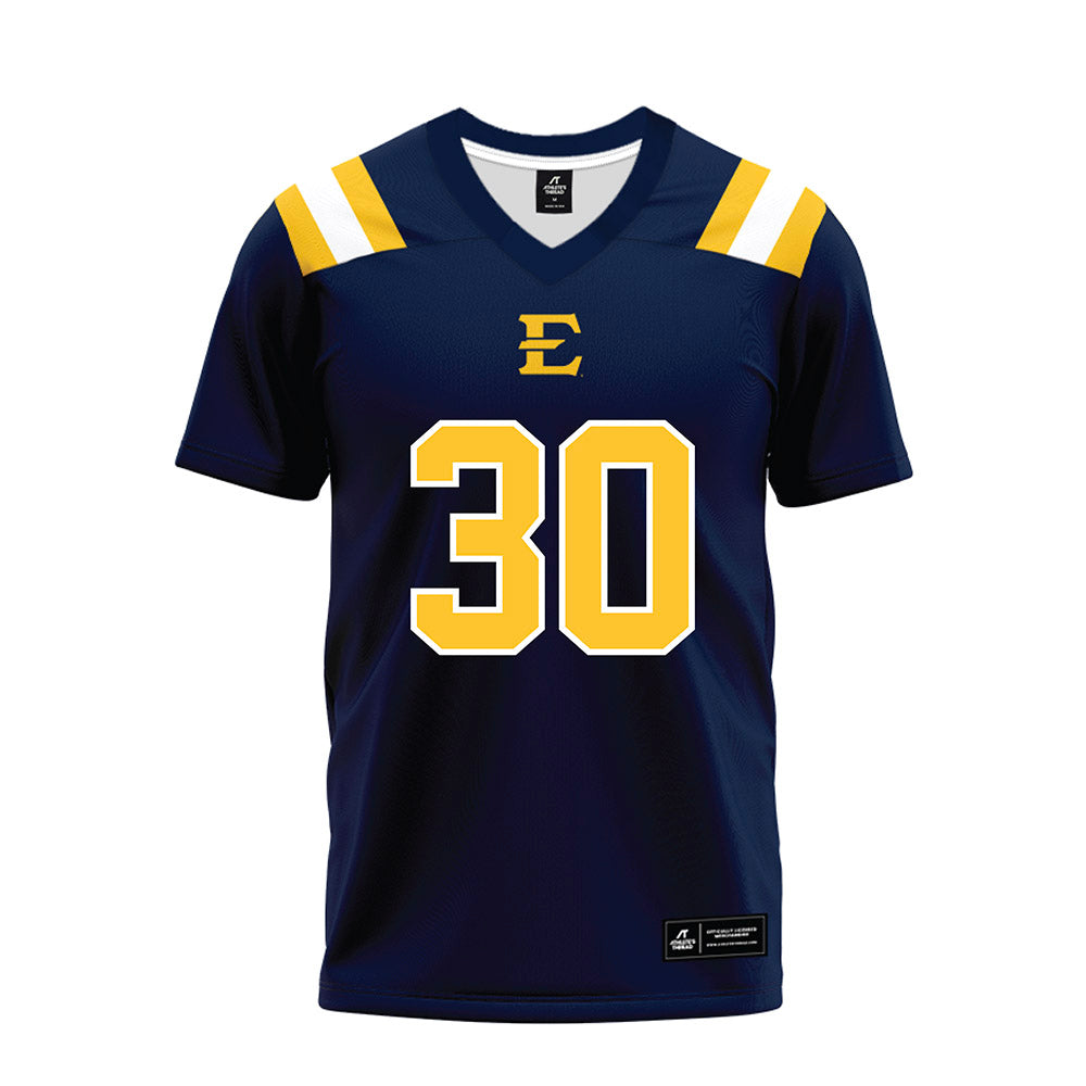 East Tennessee State - NCAA Football : Drew Armbrister - Navy Premium Football Jersey-0