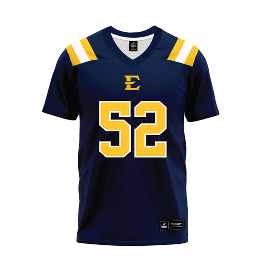 East Tennessee State - NCAA Football : Frank West - Navy Premium Football Jersey-0