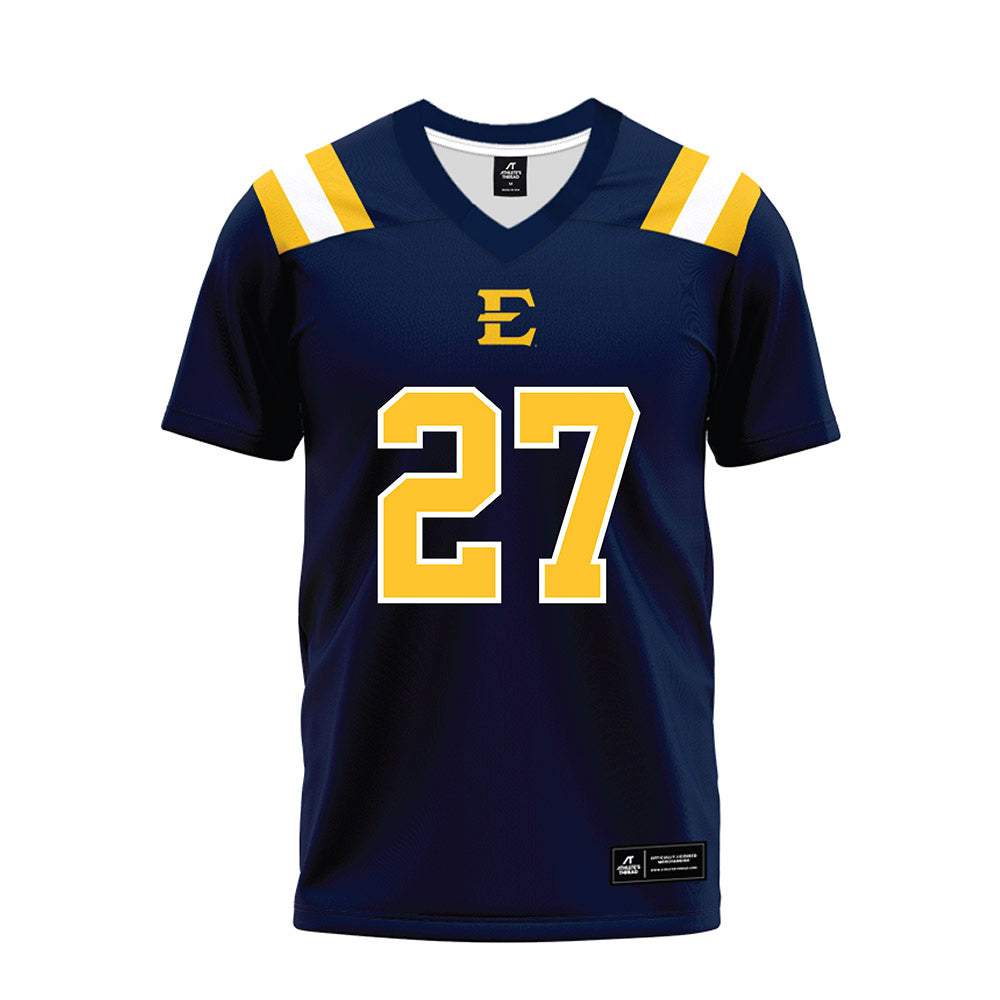 East Tennessee State - NCAA Football : Teddy Wilson - Navy Premium Football Jersey-0