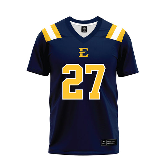 East Tennessee State - NCAA Football : Teddy Wilson - Navy Premium Football Jersey-0