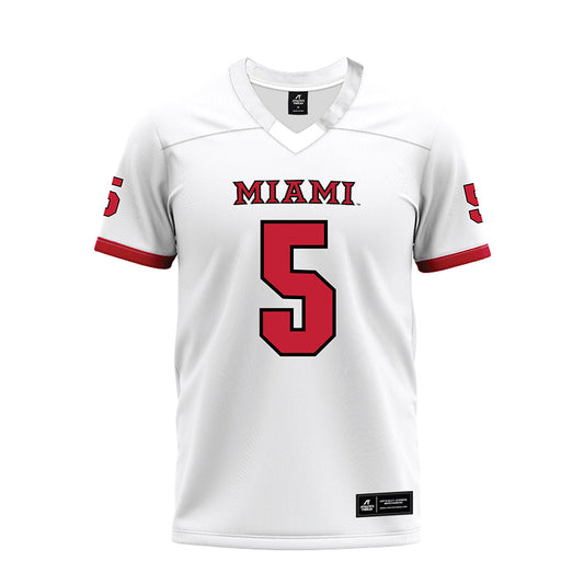 Miami of Ohio - NCAA Football : Luke Evans - 2023 White Premium Football Jersey-0