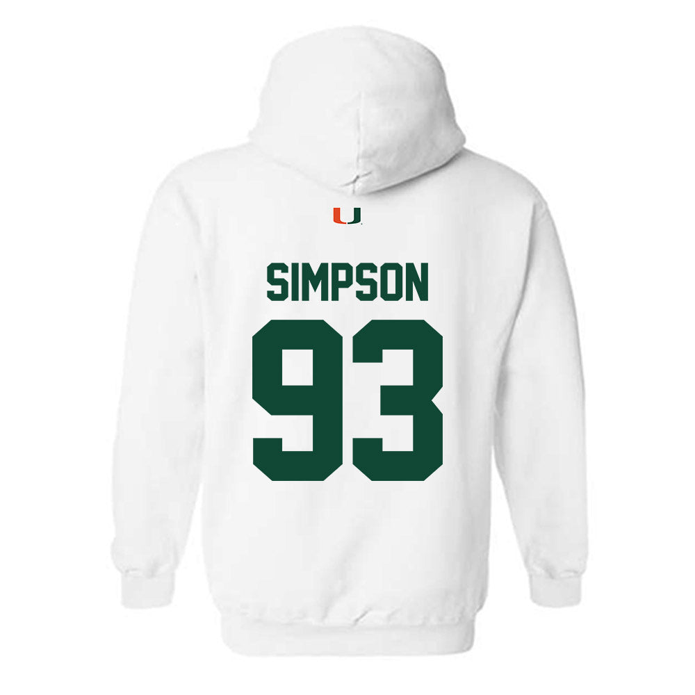 Miami - NCAA Football : Donta Simpson - Classic Shersey Hooded Sweatshirt-1
