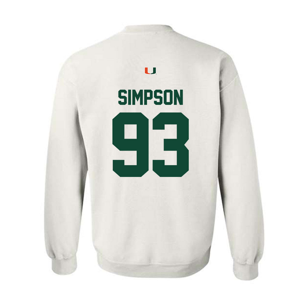 Miami - NCAA Football : Donta Simpson - Classic Shersey Crewneck Sweatshirt-1